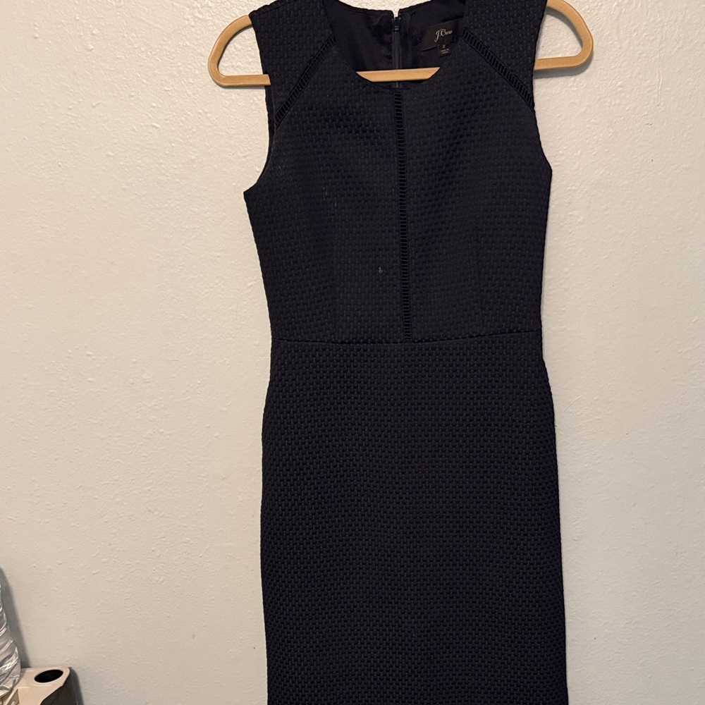 J. Crew Black Textured Midi Dress